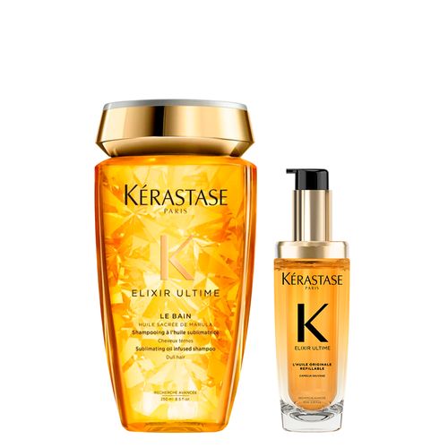 Kit Kérastase Elixir - Óleo Capilar Elixir Ultime L'huile Originale 75 ml + Shampoo Elixir Ultime Bain 250 ml