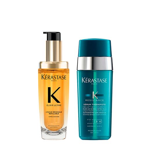 Kit Kérastase - Óleo Capilar Elixir Ultime L'huile Originale 75 ml + Sérum Résistance Therapiste 30 ml