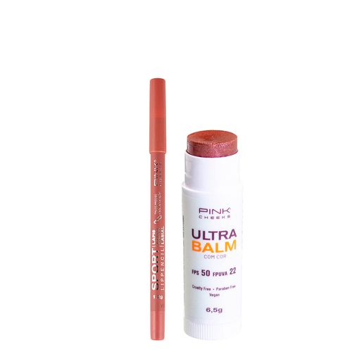Kit Pink Cheeks - Lápis Labial Sport Lip Pencil Nude 1,2 g + Lip Balm Hidratante Ultra Balm Fps 50 Fpuva 22 Be Rose 6,5 g
