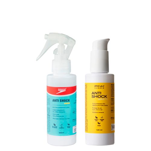 Kit Pink Cheeks Capilar - Leave-In Anti Shock Pré Treino 120 ml + Leave-In Anti Shock Swim Speedo Spray 120 ml