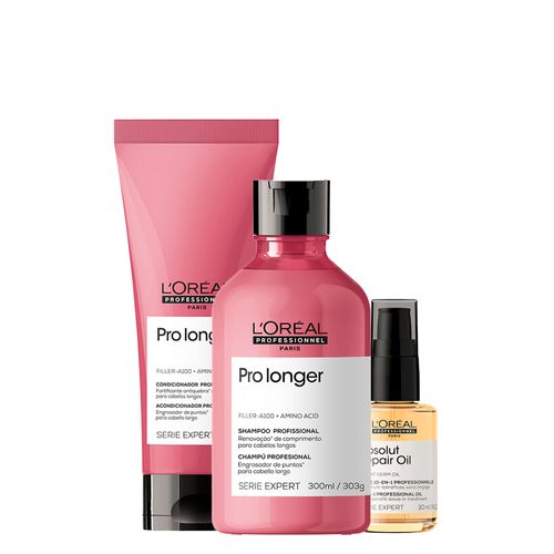 Kit L'oréal Professionnel Serie Expert Pro Longer - Shampoo 300 ml + Condicionador 200 ml + Óleo Capilar Absolut Repair 10 In 1 30 ml