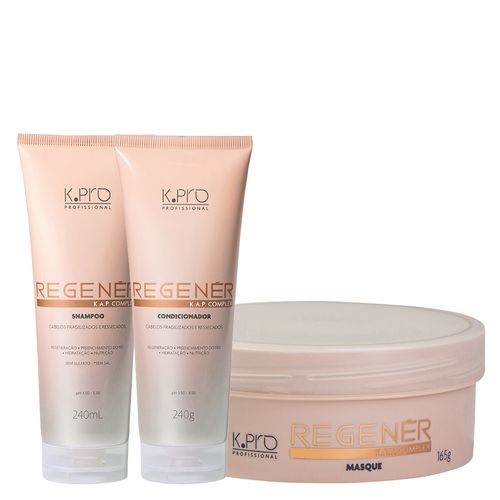 Kit K-Pro Profissional Regenér K.A.P Complex -Shampoo 240 ml + Condicionador 240 g + Máscara 165 g