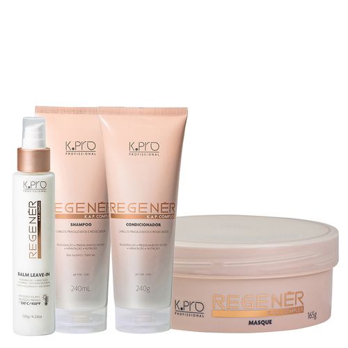Kit K-Pro Profissional Regenér K.A.P Complex - Shampoo 240 ml + Condicionador 240 g + Máscara 165 g + Leave-In 120 g