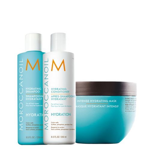 Kit Moroccanoil Hydration Shampoo 250ml + Condicionador 250ml + Máscara Intense 250ml