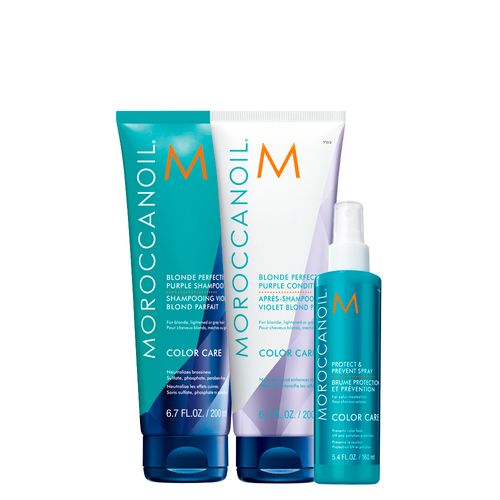 Kit Moroccanoil Color Care - Shampoo Violeta 250 ml + Condicionador 250 ml + Spray 160 ml - Kit Moroccanoil Color Care Shampoo Violeta 250ml + Condicionador 250ml + Spray 160ml