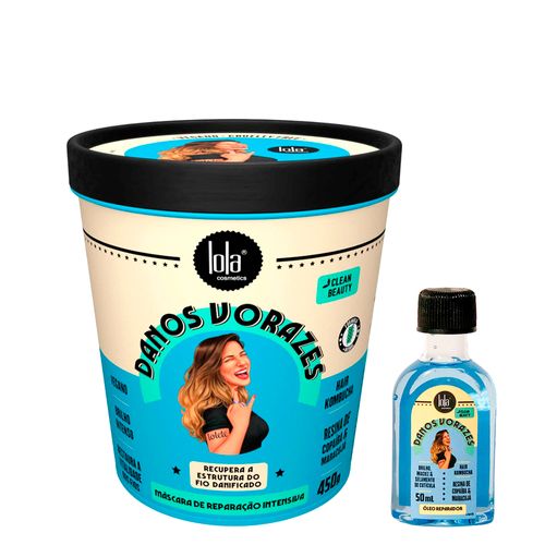 Kit Lola From Rio Danos Vorazes - Óleo 50 ml + Máscara 450 g - Kit Lola From Rio Danos Vorazes - Óleo 50ml + Máscara 450g