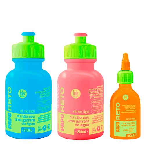 Kit Lola From Rio Papo Reto - Shampoo 270 ml + Condicionador 270 ml + Óleo Capilar 50 ml