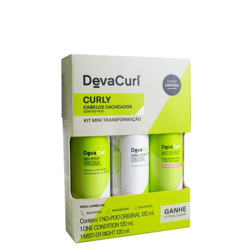 Kit Deva Curl No-Poo Original Cabelos Cacheados - Shampoo 120 ml + Condicionador 120 ml + Leave-In 120 ml