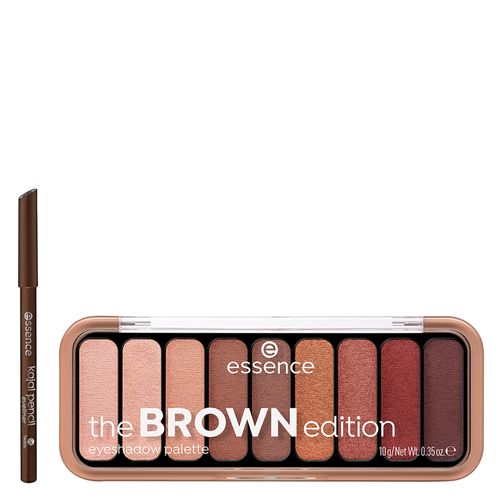 Kit Essence Lápis de Olho Cremoso Kajal 08 Marrom 1 g + Paleta de Sombra em Pó The Brown 9 Shades