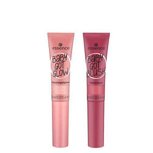 Kit Essence Blush Líquido Baby Got Blush 20 Blushin Berry 10 ml + Iluminador Líquido Baby Got Glow 20 Rose and Shine 10 ml