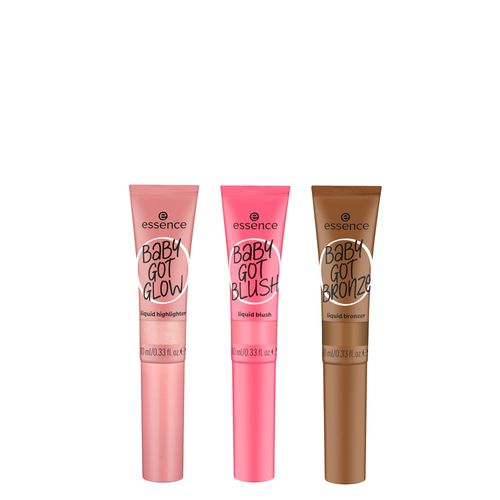 Kit Essence Baby Got Blush 10 Pinkalicious + Iluminador Glow 20 Rose and Shine + Bronze Bronzer 20 Sunkissed Sweety