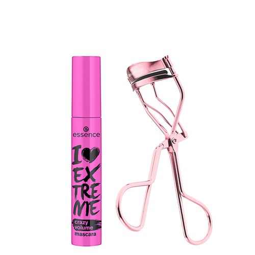 Kit Essence Modelador de Cílios All The Way Up + Máscara para Cílios de Volume I Love Extreme Crazy Volume Preto 12 ml