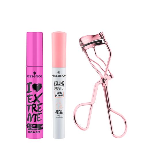 Kit Essence Modelador de Cílios All The Way Up + Primer para Cílios Alongadora Volume Branco + Máscara para Cílios de Volume Preto