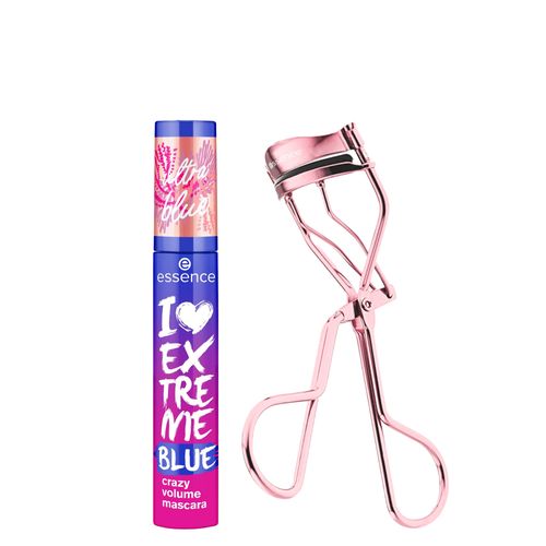 Kit Essence Modelador de Cílios All The Way Up + Máscara de Cílios I Love Extreme Crazy Volume Azul 12 ml