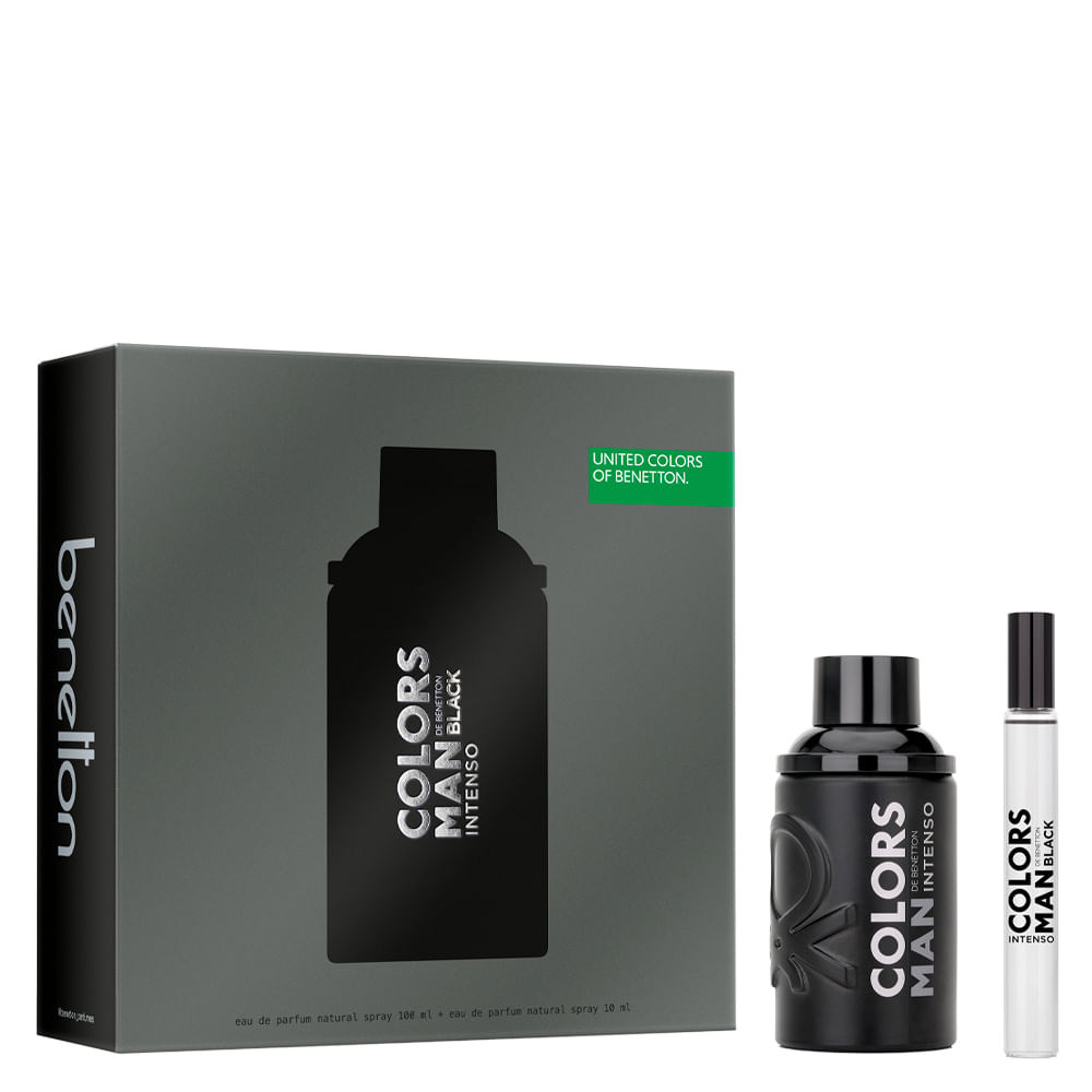 Kit Perfume United Colors of Benetton Man Black Intenso Masculino - Eau de Parfum 100ml + Desodorante 150ml