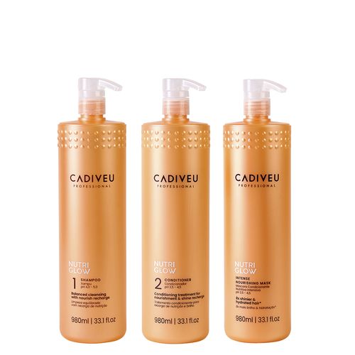 Kit Cadiveu Nutri Glow Salão Shampoo + Condicionador + Máscara
