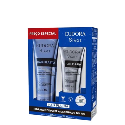 Kit Siàge Eudora Hair Plastia Shampoo 250 ml + Condicionador 125 ml