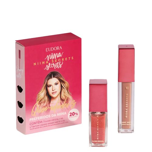 Kit Eudora Queridinhos da Niina Batom Líquido Matte 5 ml + Gloss Crystal 7 ml