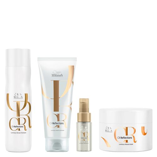 Kit Wella Oil Reflections - Shampoo 250 ml + Condicionador 200 ml + Máscara 150 ml + Óleo Light 30 ml