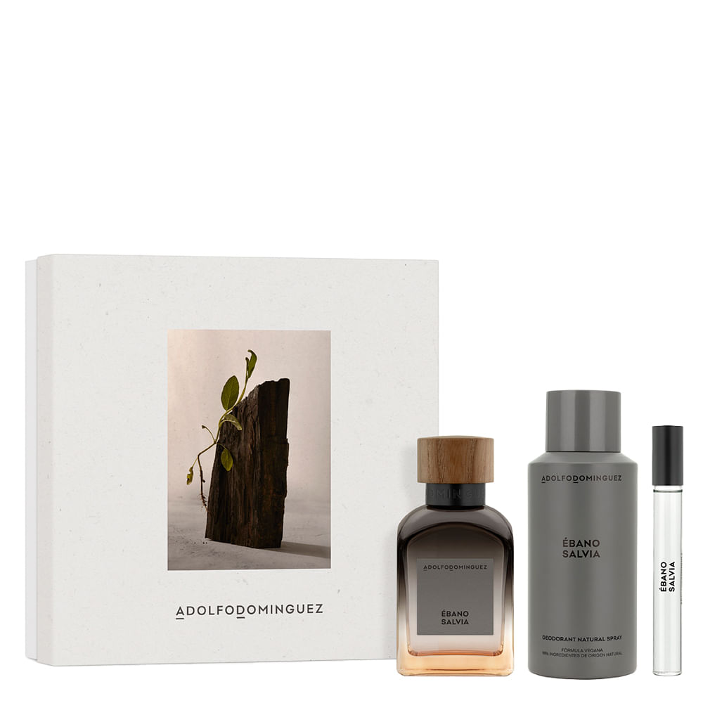Kit Perfume Adolfo Dominguez Ébano Salvia Masculino - Eau de Parfum 120ml + Desodorante 150ml + Miniatura 10ml