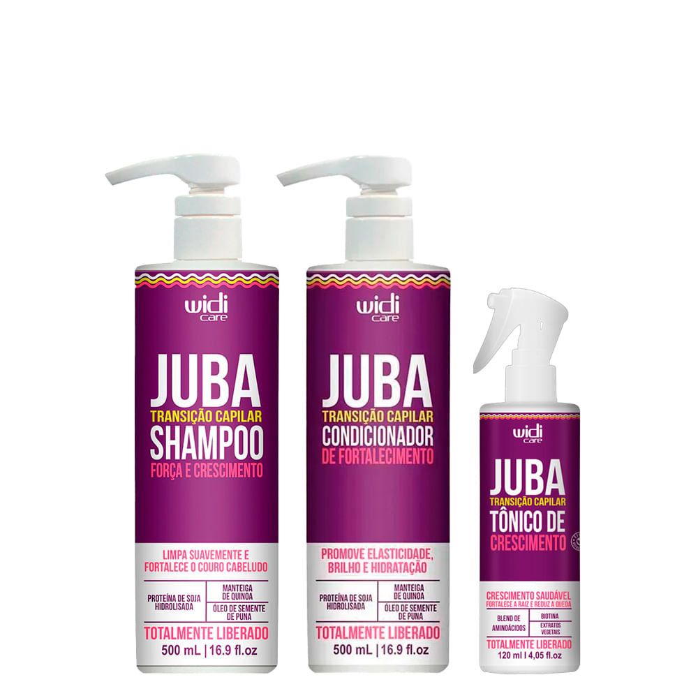 Kit Widi Care Juba Transição Capilar Shampoo 500ml + Condicionador 500ml + Tônico de Crescimento 120ml