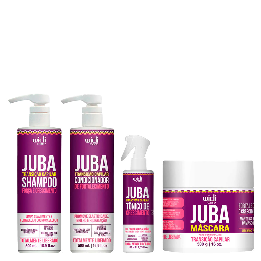Kit Widi Care Juba Transição Capilar Shampoo 500ml + Condicionador 500ml + Tônico de Crescimento 120ml + Máscara Ação Condicionante 500g