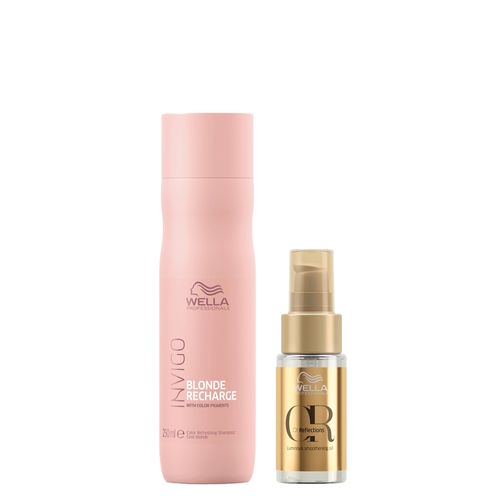 Kit Wella Professionals Invigo Cool Blonde Recharge- Shampoo 250ml + Óleo 30ml
