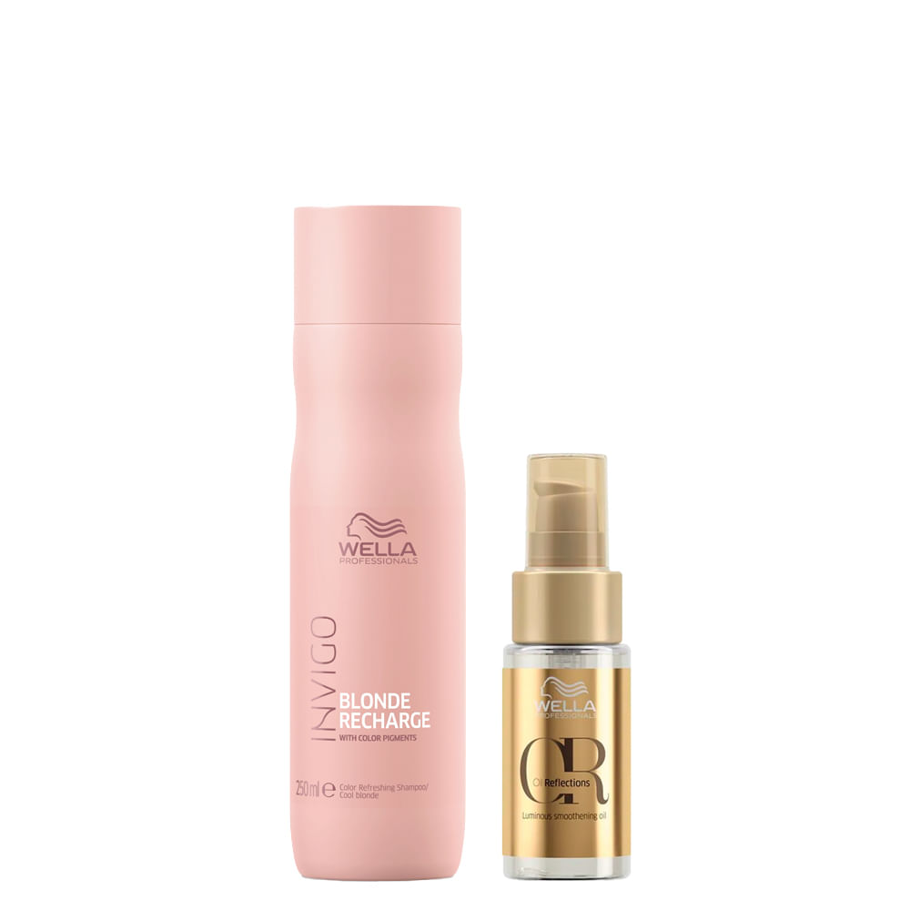 Kit Wella Professionals Invigo Cool Blonde Recharge- Shampoo 250ml + Óleo 30ml