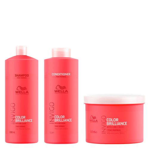 Kit Wella Professionals Invigo Color Brilliance - Shampoo 1000ml + Condicionador 1000ml + Máscara 500ml