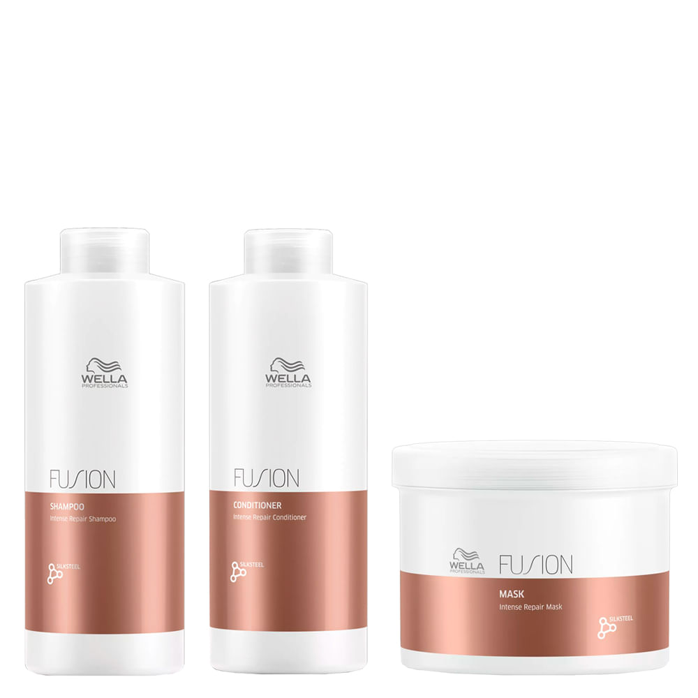 Kit Wella Professionals Fusion - Shampoo 1000ml + Condicionador 1000ml + Máscara 500ml