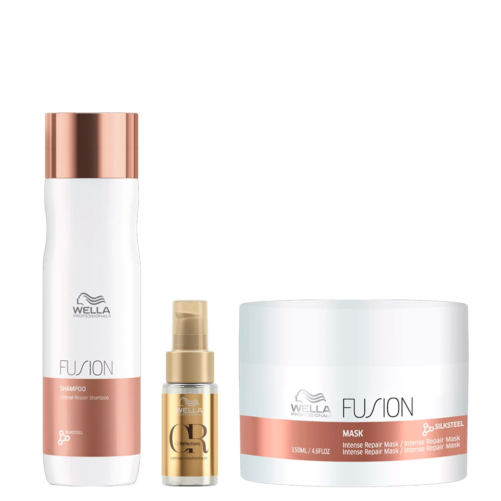 Kit Wella Professionals Fusion - Shampoo 250ml + Máscara 150ml + Óleo 30ml