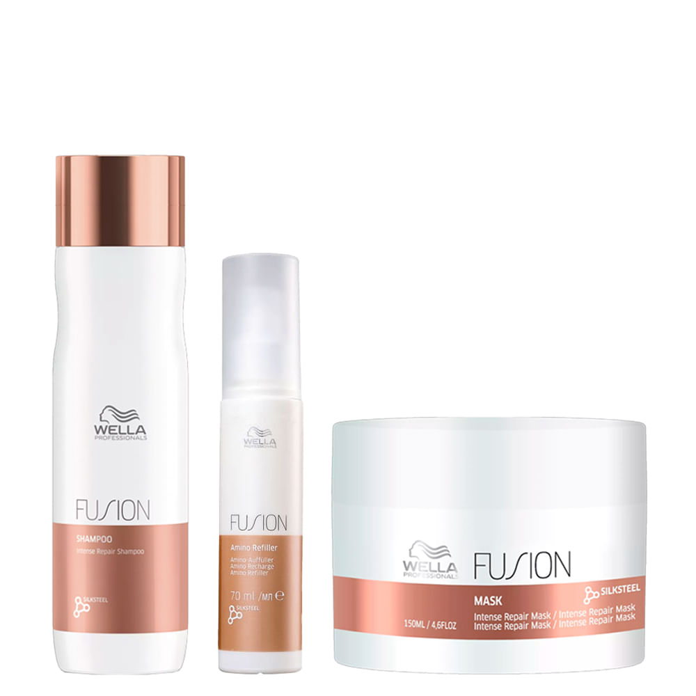 Kit Wella Professionals Fusion - Shampoo 250ml + Máscara 150ml + Tratamento Reconstrução 70ml