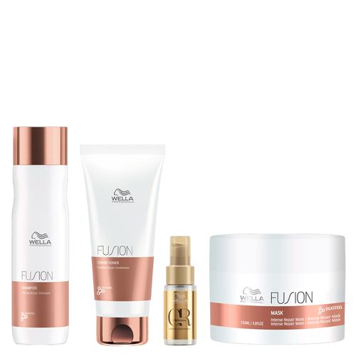 Kit Wella Professionals Fusion - Shampoo 250ml + Condicionador 200ml + Máscara 150ml + Óleo 30ml