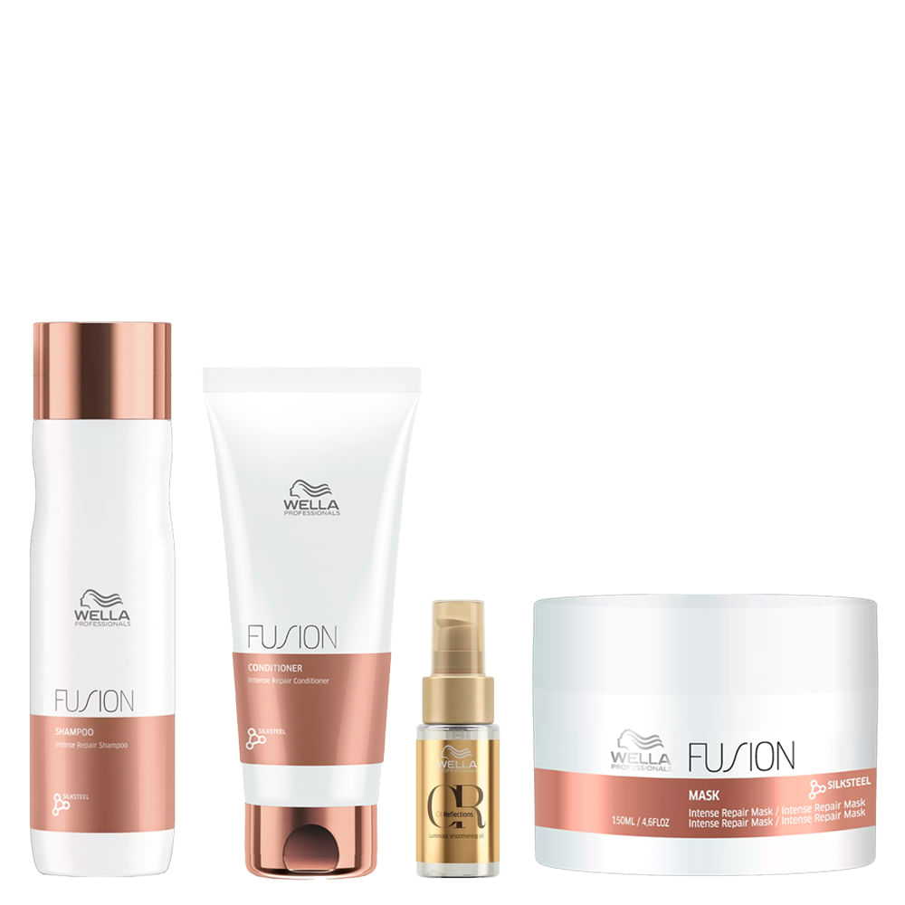 Kit Wella Professionals Fusion - Shampoo 250ml + Condicionador 200ml + Máscara 150ml + Óleo 30ml
