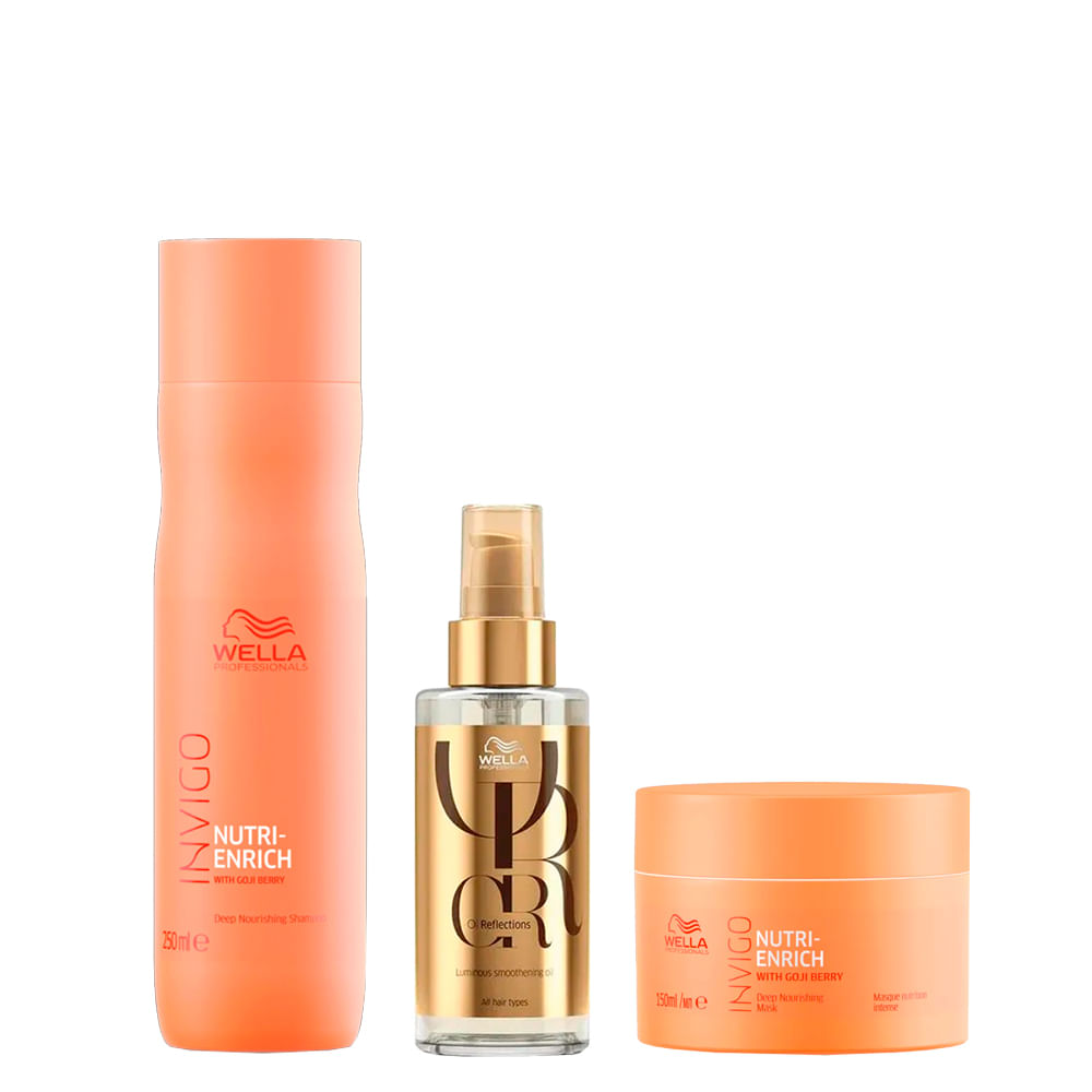 Kit Wella Professionals Nutri-Enrich Shampoo + Máscara + Óleo Oil Reflections