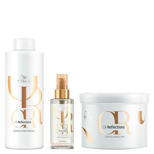 Kit Wella Professionals Oil Reflections - Shampoo 1000ml + Máscara 500ml + Óleo Light 100ml