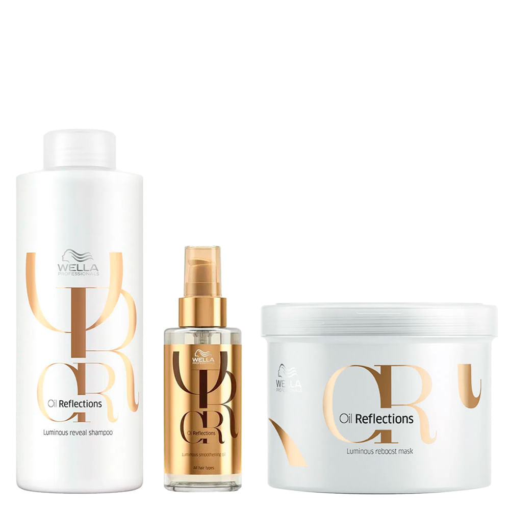 Kit Wella Professionals Oil Reflections - Shampoo 1000ml + Máscara 500ml + Óleo 100ml