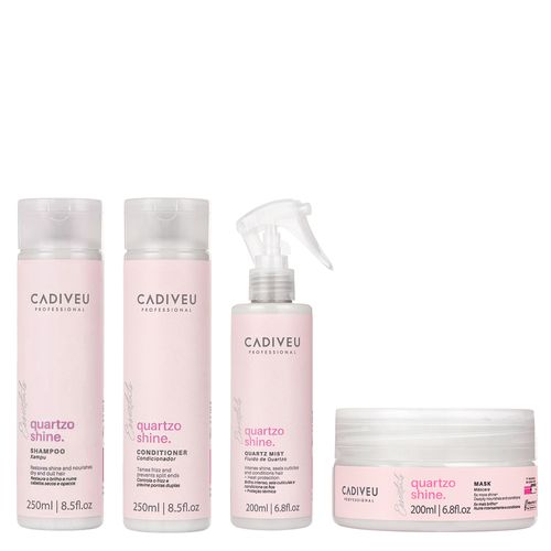Kit Cadiveu Essentials Quartzo Shine - Shampoo 250ml + Condicionador 250 Ml- + Máscara de Brilho 200ml + Fluído 200ml