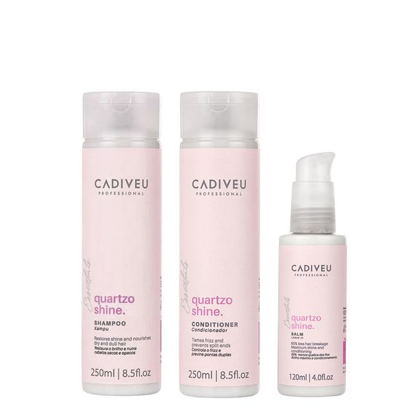 Kit Cadiveu Essentials Quartzo Shine Cuidado - Shampoo 250ml + Condicionador 250ml + Leave-In 120ml Kit