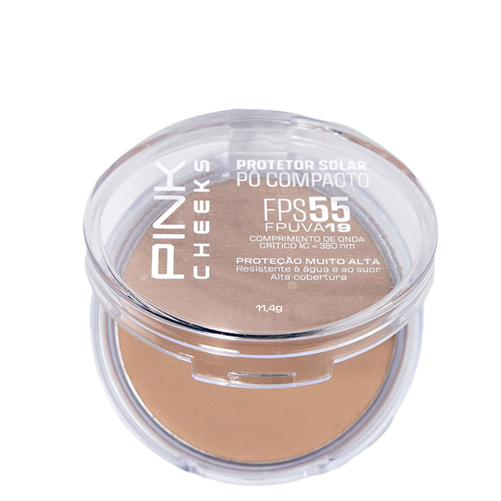 Pó Compacto Pink Cheeks Proteção Solar com Maquiagem Fps55 Fpuva19 Cor P20 11,4g