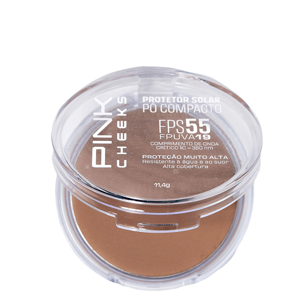 Pó Compacto Pink Cheeks Proteção Solar com Maquiagem Fps55 Fpuva19 Cor P40 11,4g