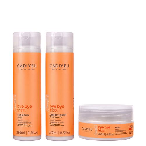 Kit Cadiveu Essentials Bye Bye Frizz- Shampoo 250ml + Condicionador 250ml + Máscara 200ml