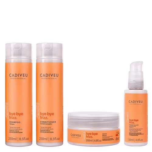 Kit Cadiveu Essentials Bye Bye Frizz- Shampoo 250ml + Condicionador 250ml + Máscara 200ml + Leave-In Frizz Kiler 120ml