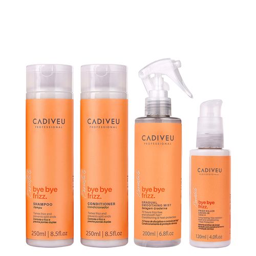 Kit Cadiveu Essentials Bye Bye Frizz - Shampoo 250ml + Condicionador 250ml + Leave- In Selagem Gradativa 200ml + Leave- In Frizz 120ml