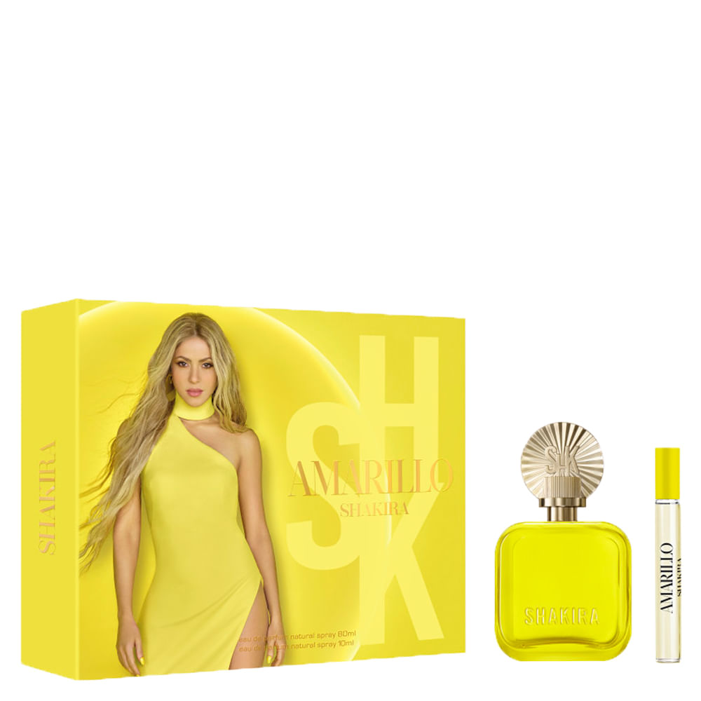 Kit Coffret Perfume Shakira Amarillo Feminino Eau de Parfum 80ml + Miniatura 10ml