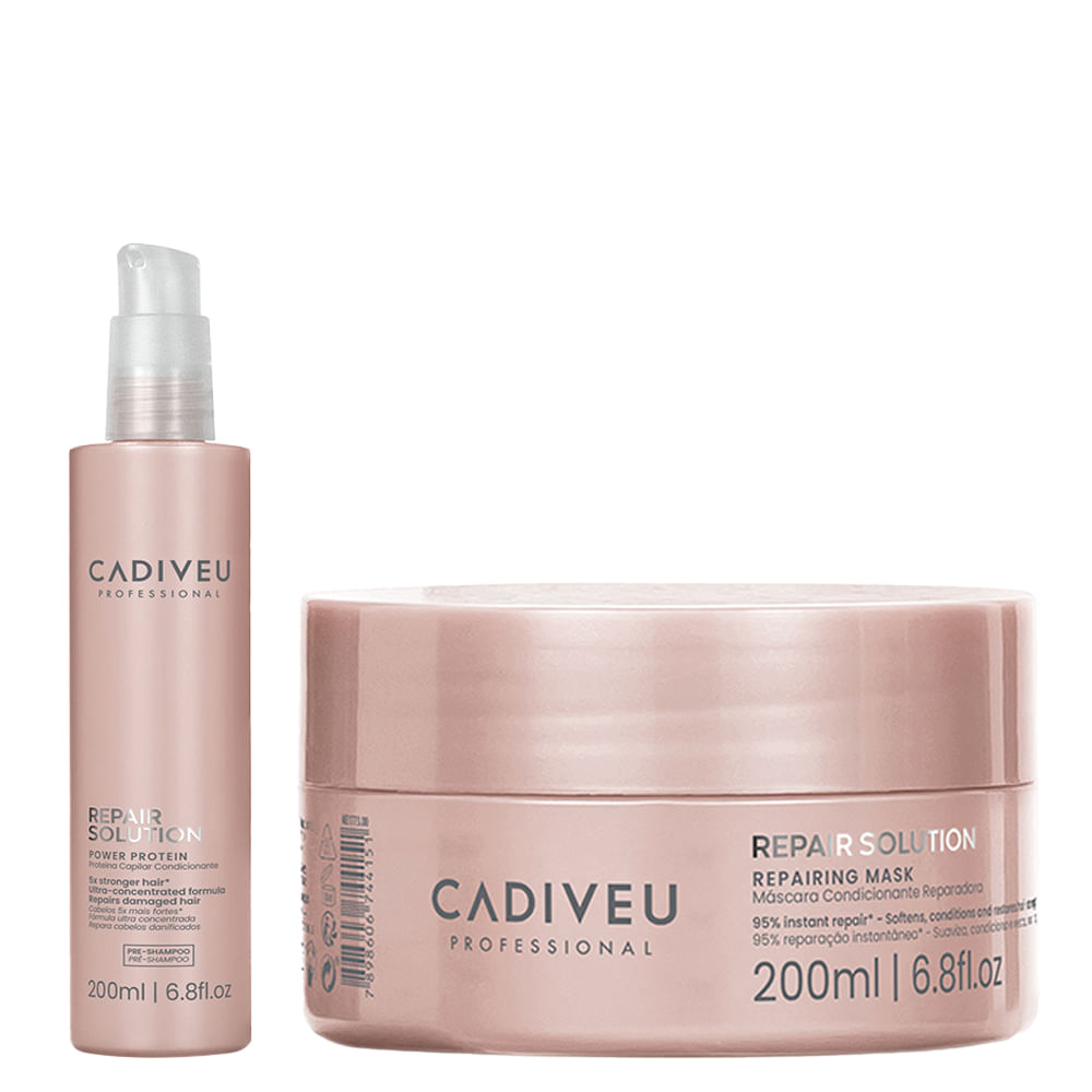 Kit Cadiveu Professional Repair Solution - Máscara 200ml + Proteína 200ml