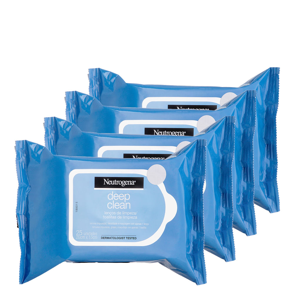 Kit  Lenço Demaquilante Neutrogena Deep Clean Intensive - 4 Unidades