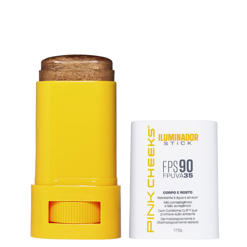 Iluminador Multifuncional Facial e Corporal com Proteção Solar Pink Cheeks Glow Fps 90 Fpuva 35 Bronze 17,5g
