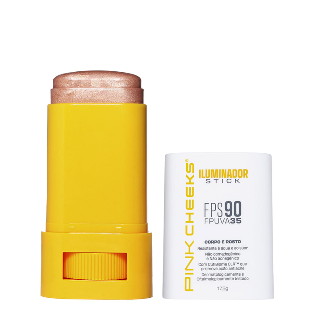 Iluminador Multifuncional Corporal e Facial com Proteção Solar Pink Cheeks FPS 90 FPUVA 35 Champagne 17,5g