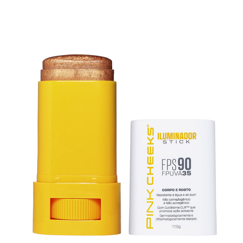 Iluminador Multifuncional Corporal e Facial com Proteção Solar Pink Cheeks FPS 90 FPUVA 35 Gold 17,5g